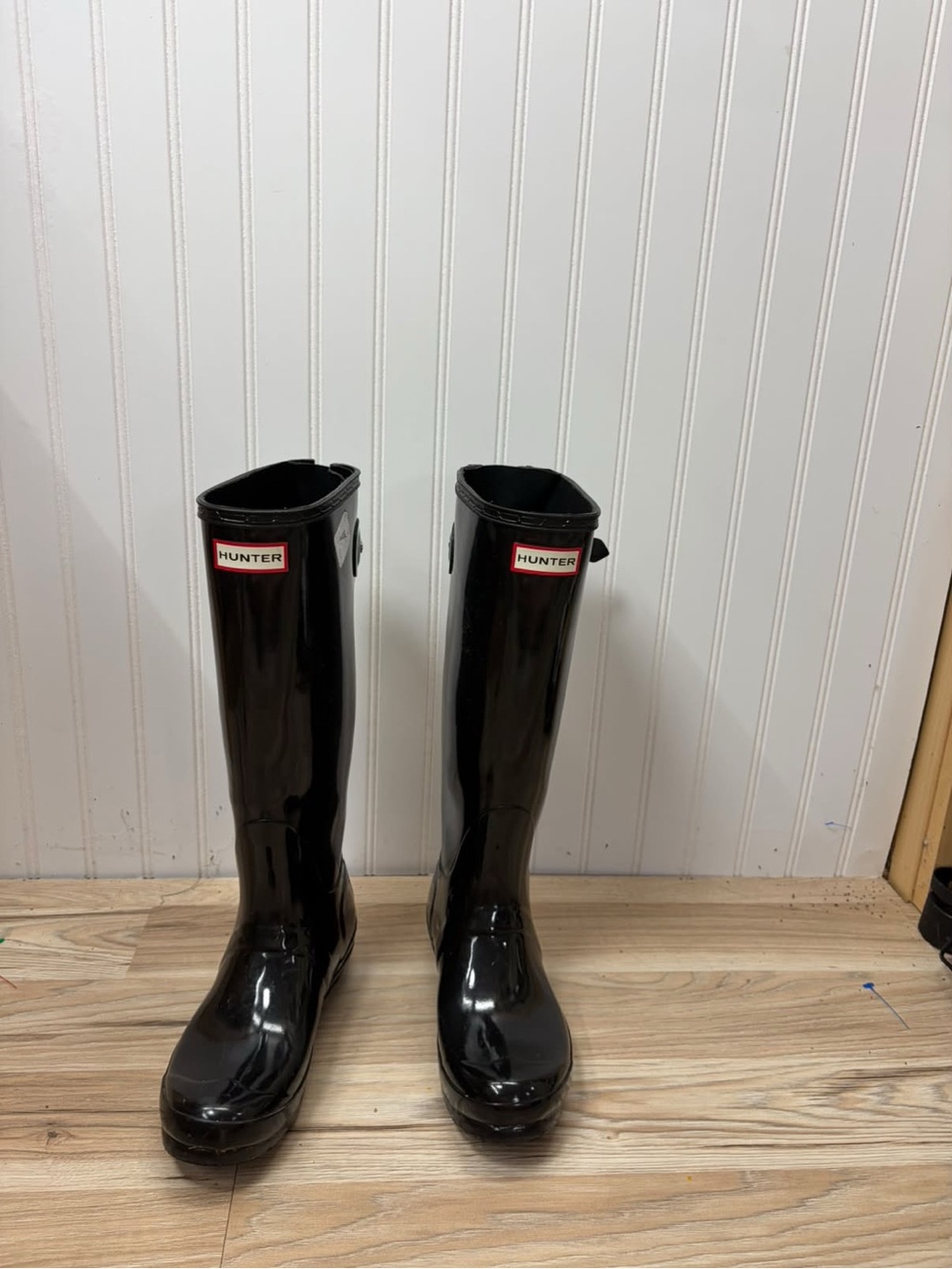 Hunter Black Gloss Tall Women's Rain Boots waterproof water resistant